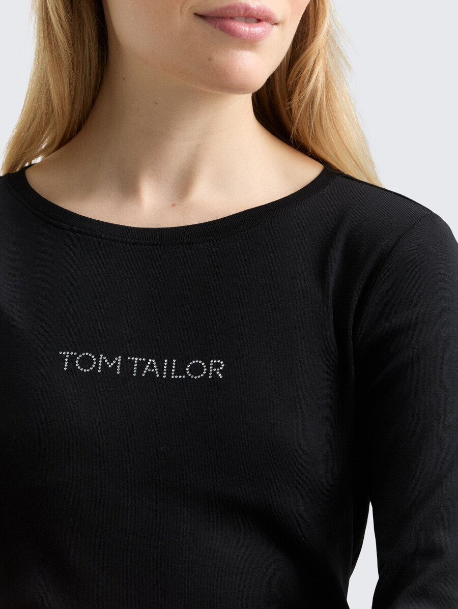 chemise à manches longues coupe ajustée avec logo pailleté