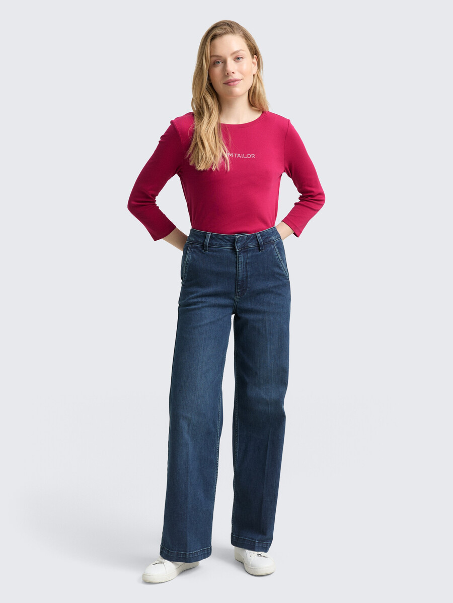 chemise à manches longues coupe ajustée avec logo pailleté