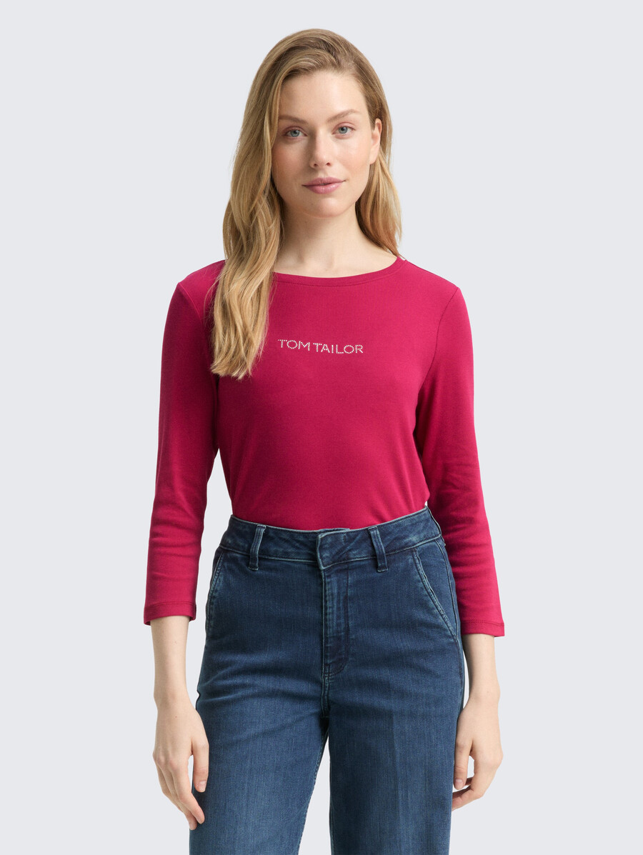 chemise à manches longues coupe ajustée avec logo pailleté