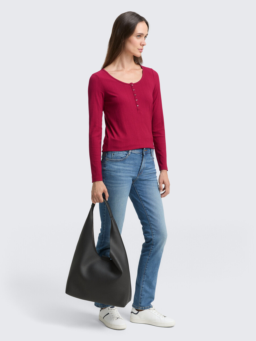 chemise henley à manches longues coupe ajustée