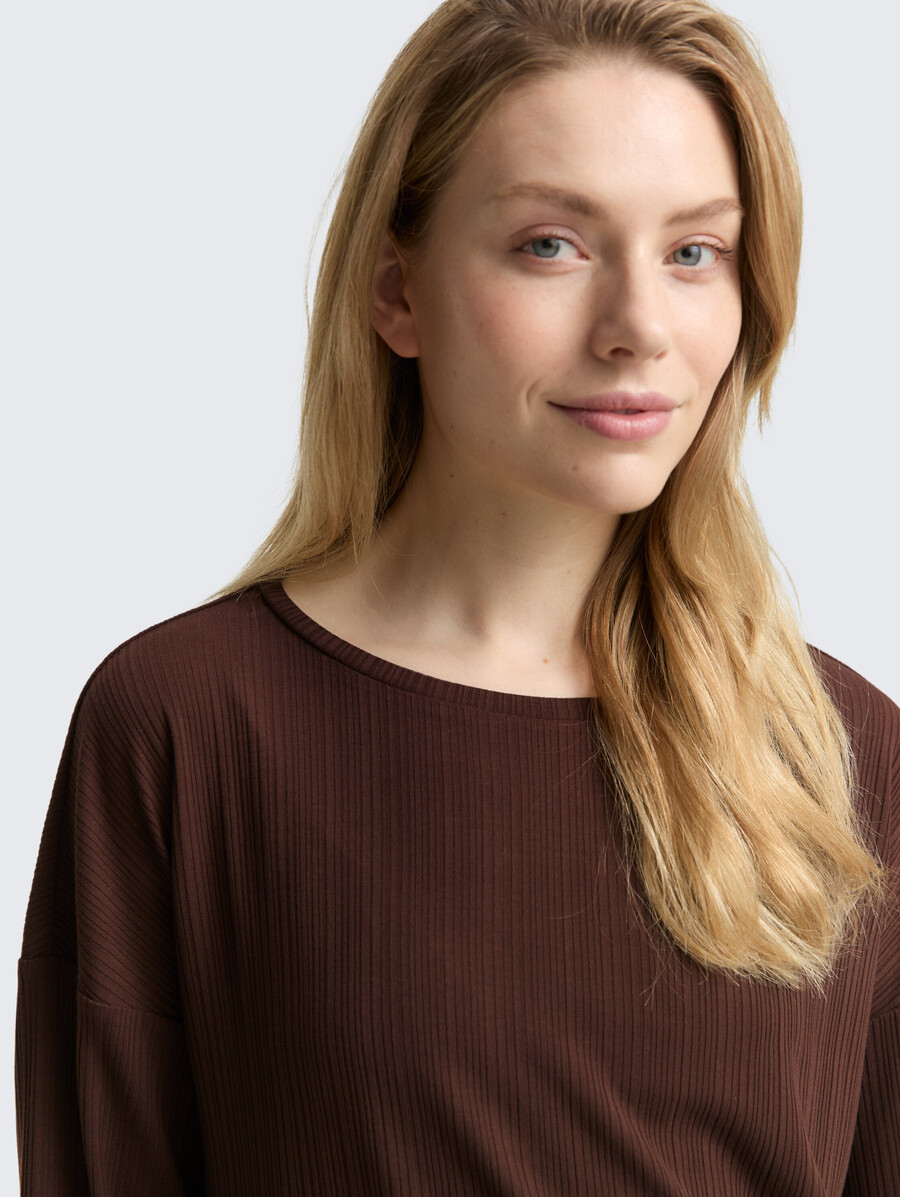 chemise ample à manches longues avec texture côtelée