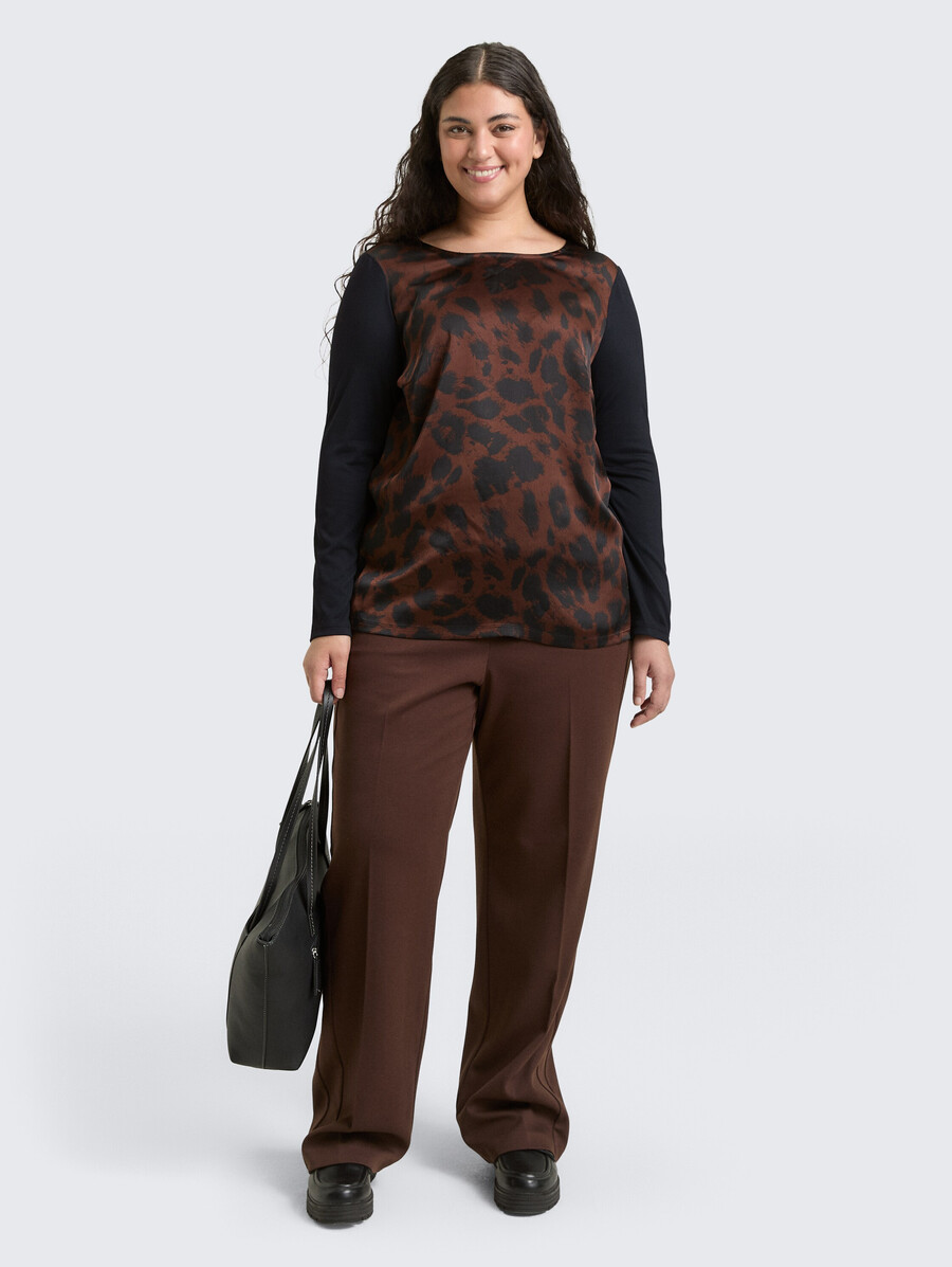 chemise ample à manches longues et imprimé léopard grande taille