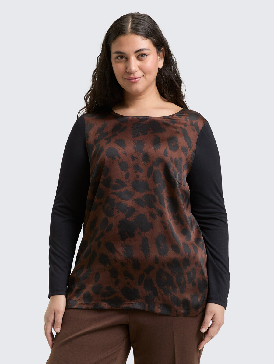chemise ample à manches longues et imprimé léopard grande taille