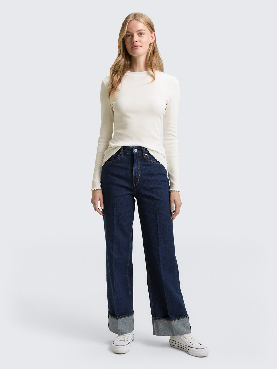 chemise à manches longues coupe ajustée avec texture côtelée