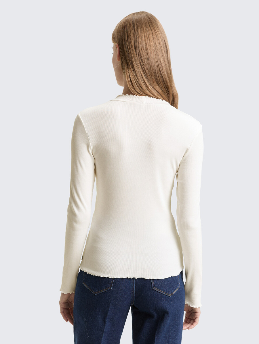 chemise à manches longues coupe ajustée avec texture côtelée