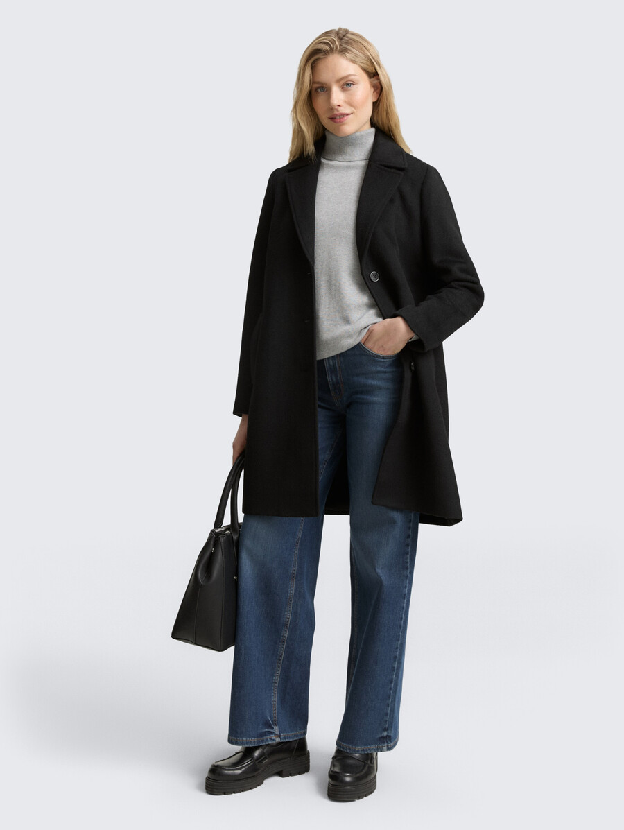 manteau en laine à poches fendues