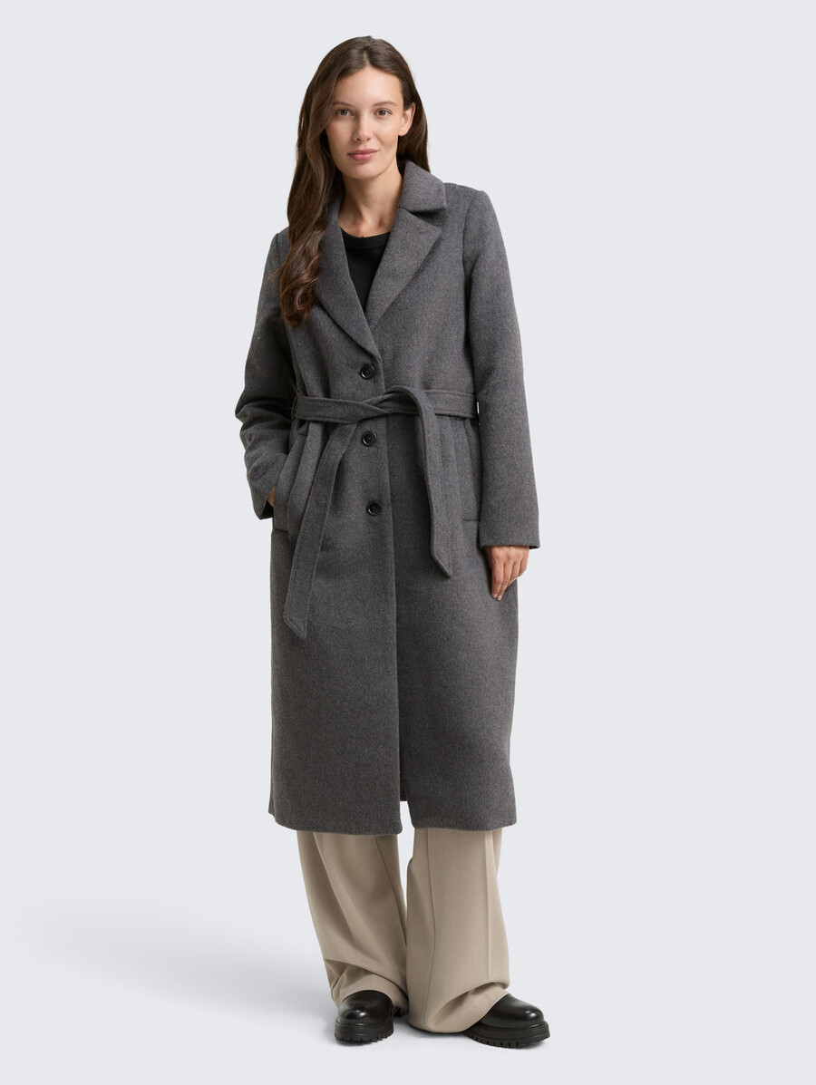 manteau en laine avec ceinture