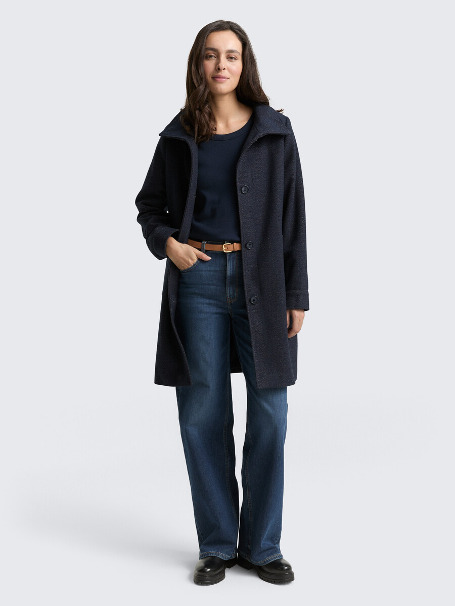 manteau en laine à col montant