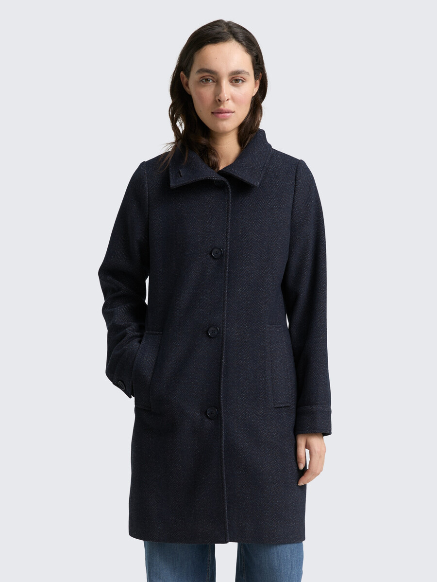 manteau en laine à col montant