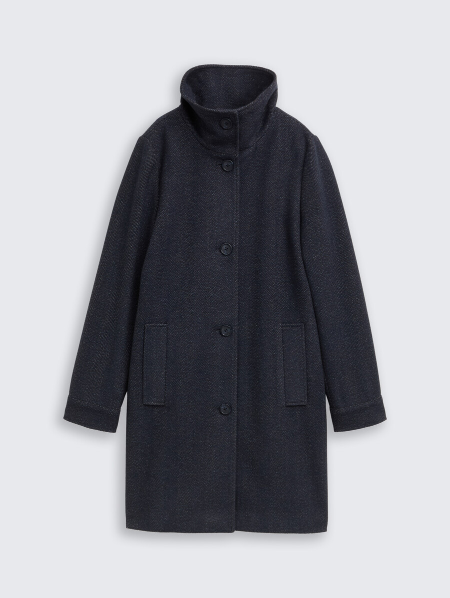 manteau en laine à col montant