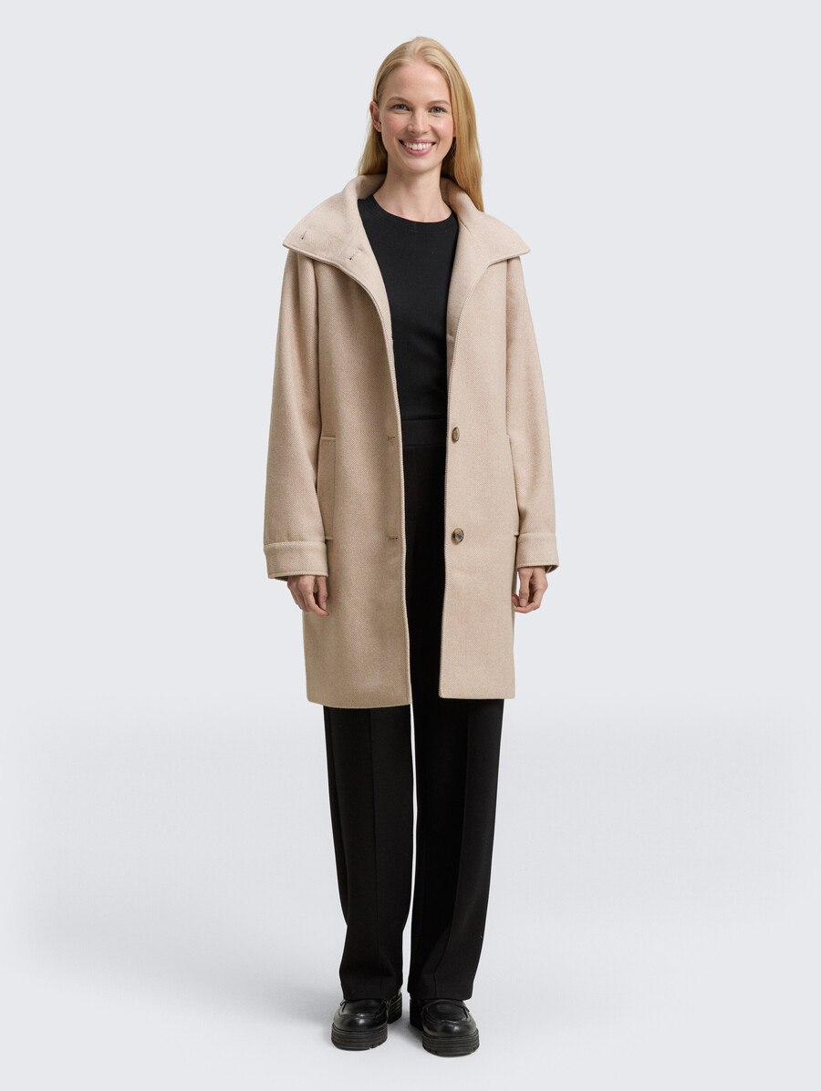 manteau en laine à col montant