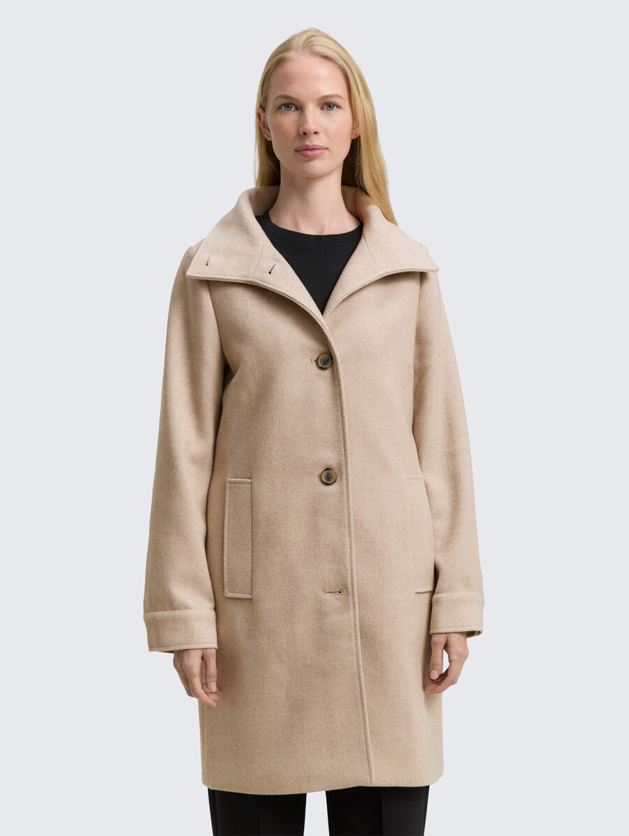 manteau en laine à col montant