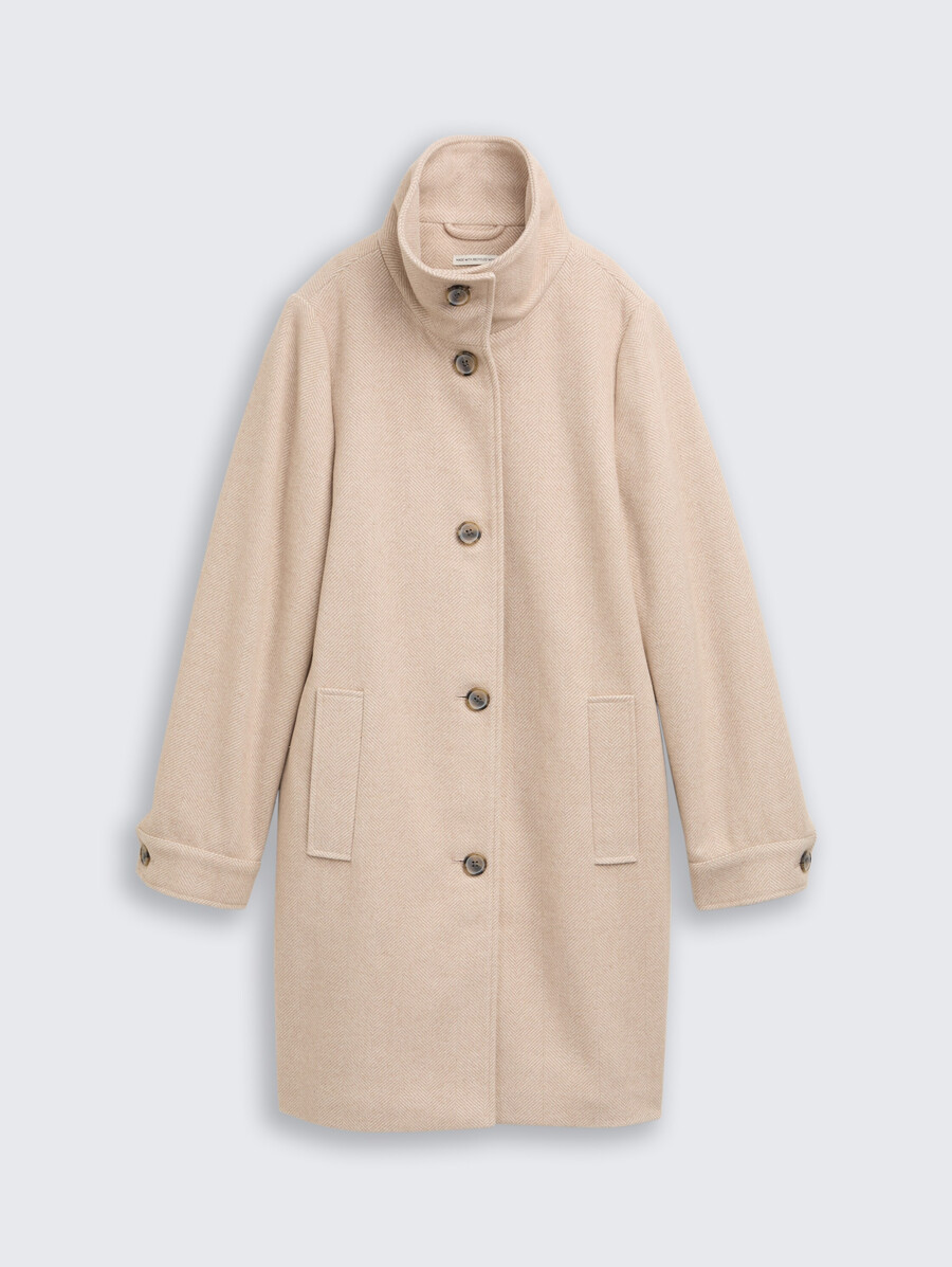 manteau en laine à col montant