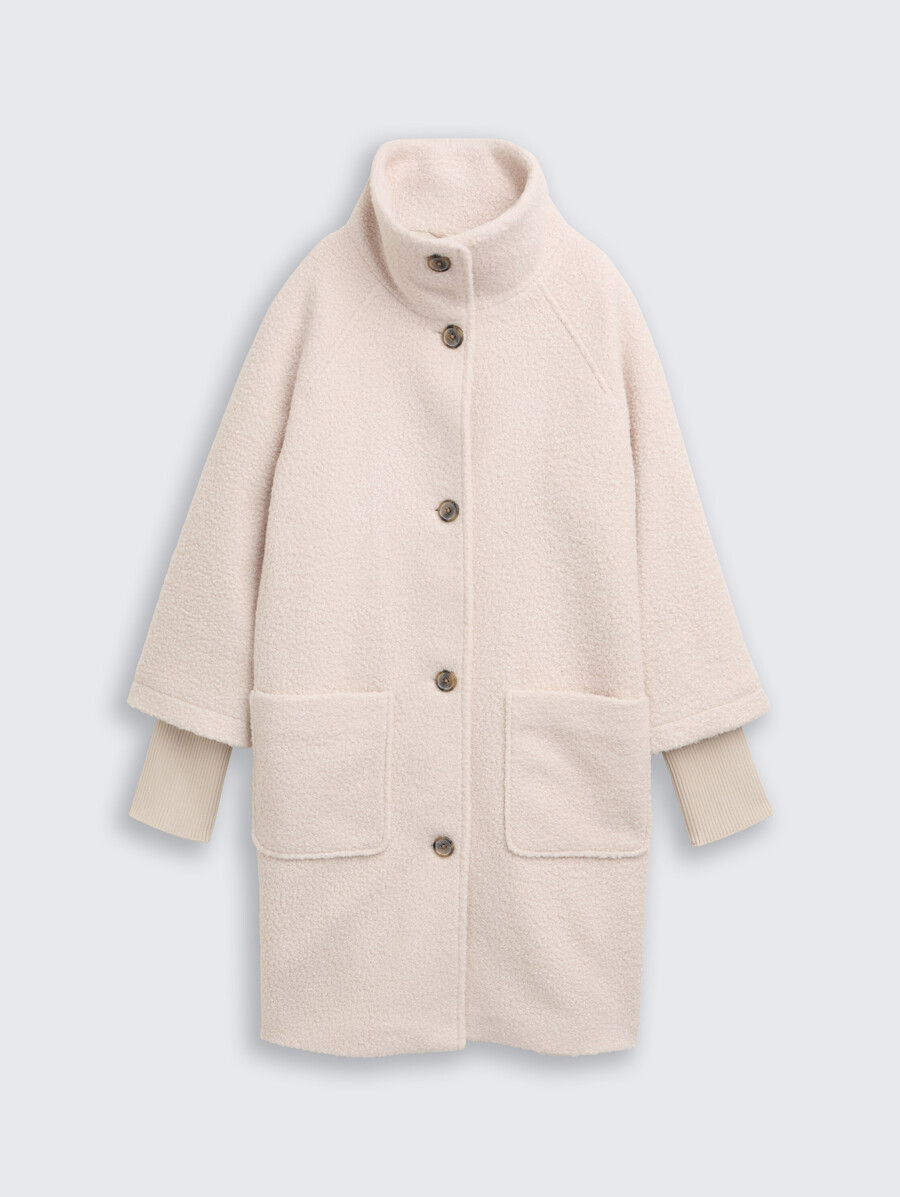 manteau bouclé à col montant
