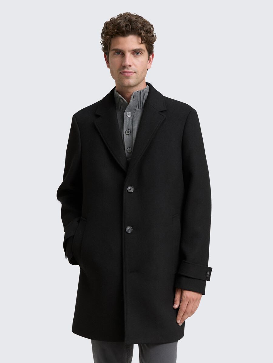 manteau en laine à col à revers