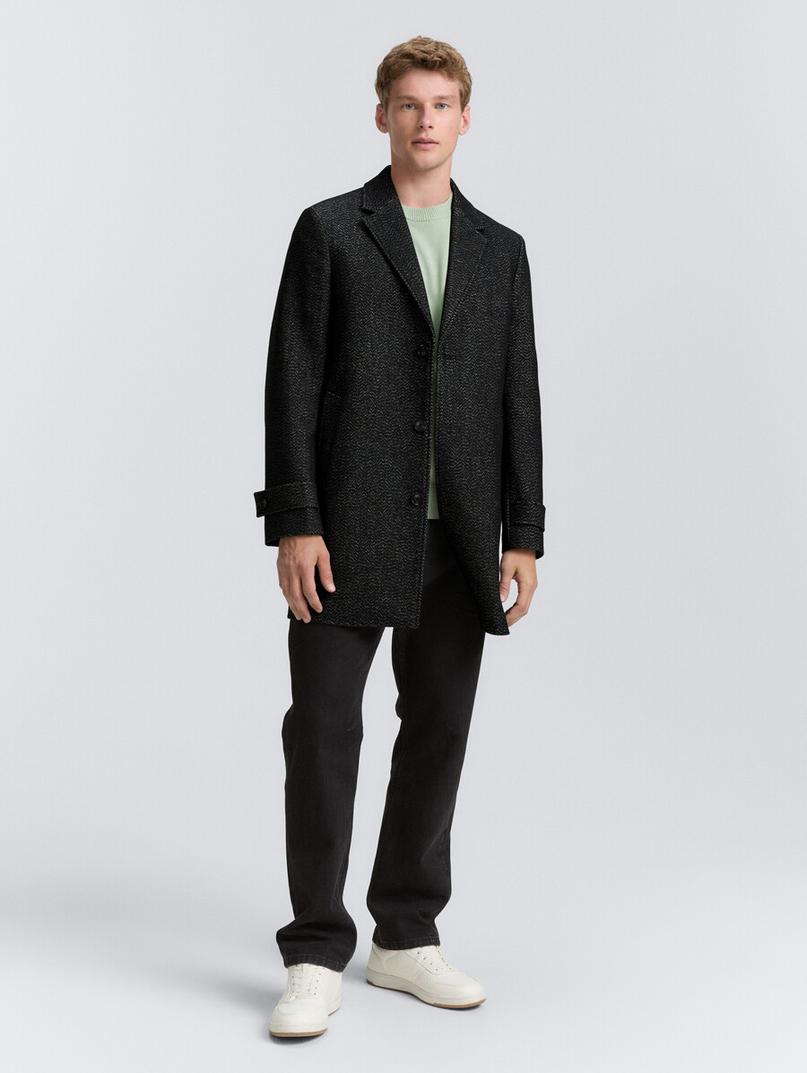 manteau en laine à col à revers