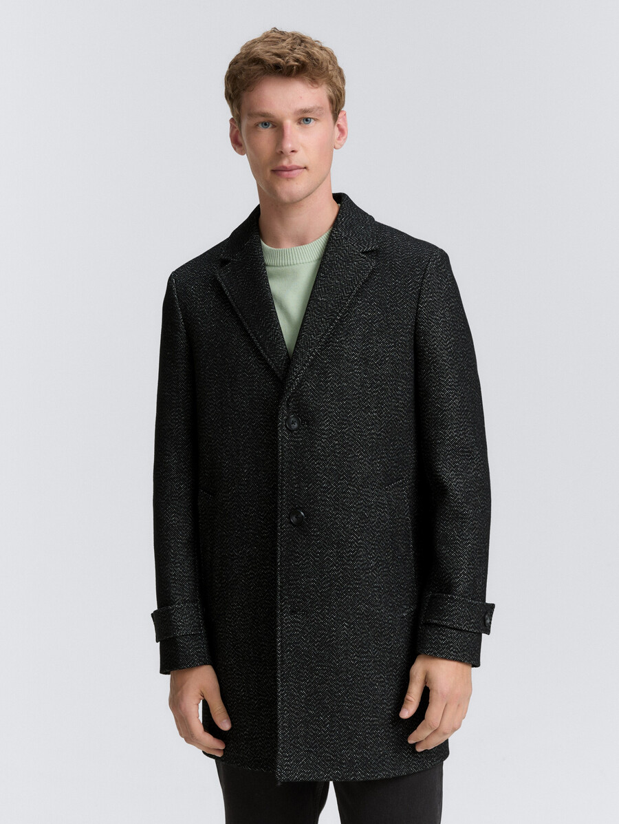 manteau en laine à col à revers