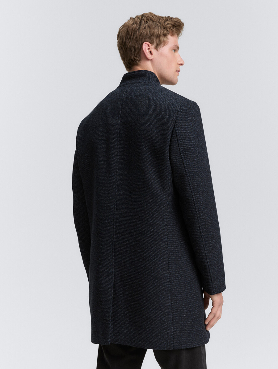 manteau en laine à col montant