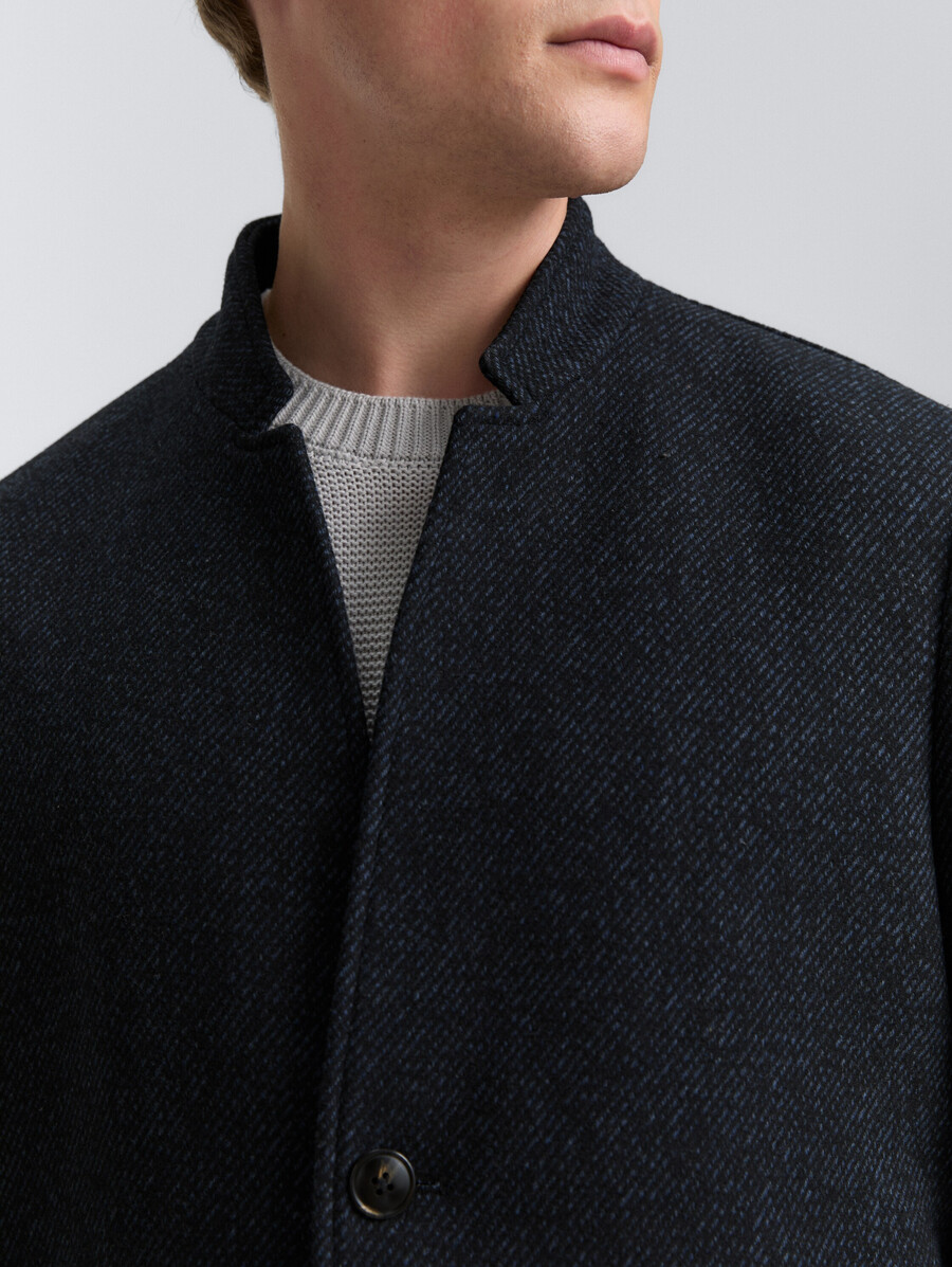 manteau en laine à col montant