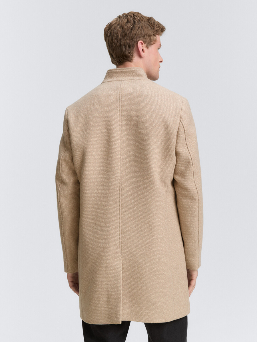 manteau en laine à col montant