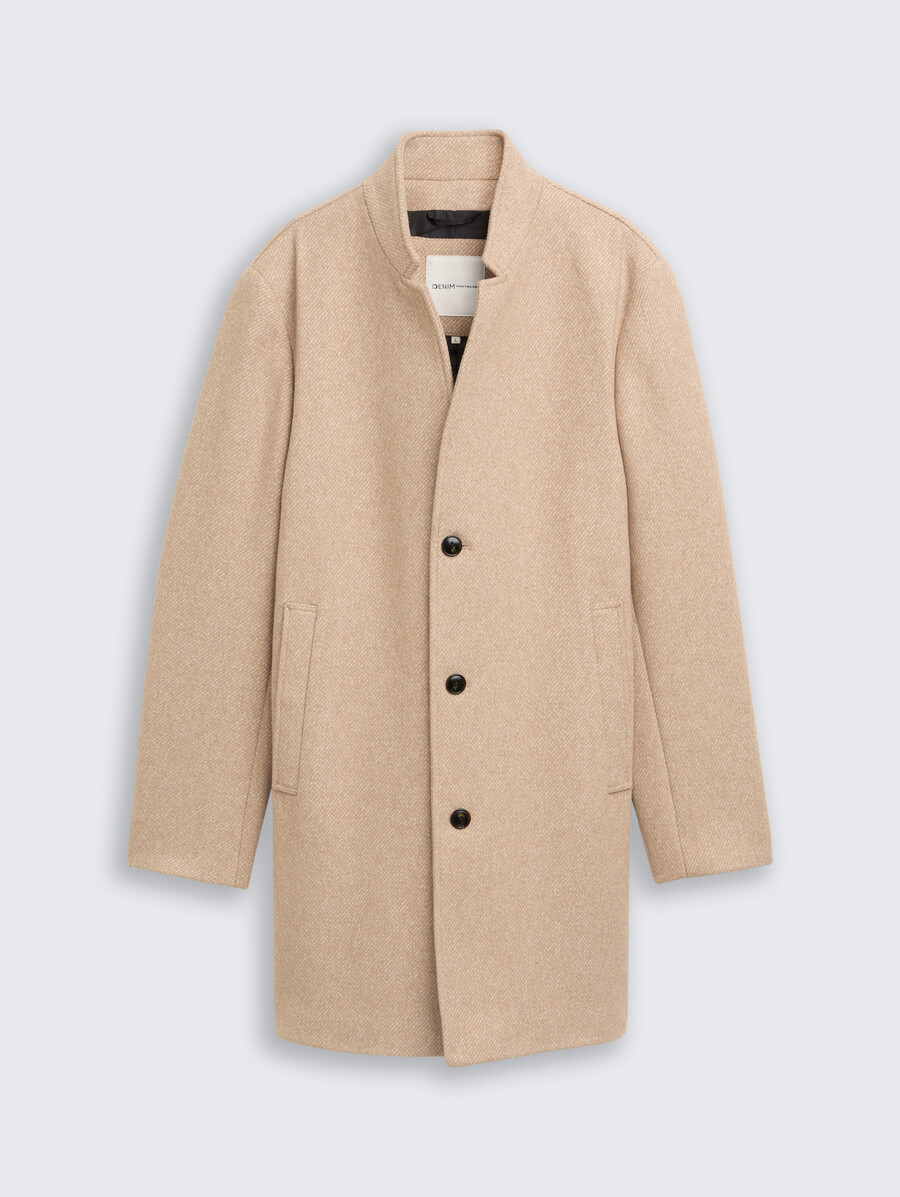 manteau en laine à col montant