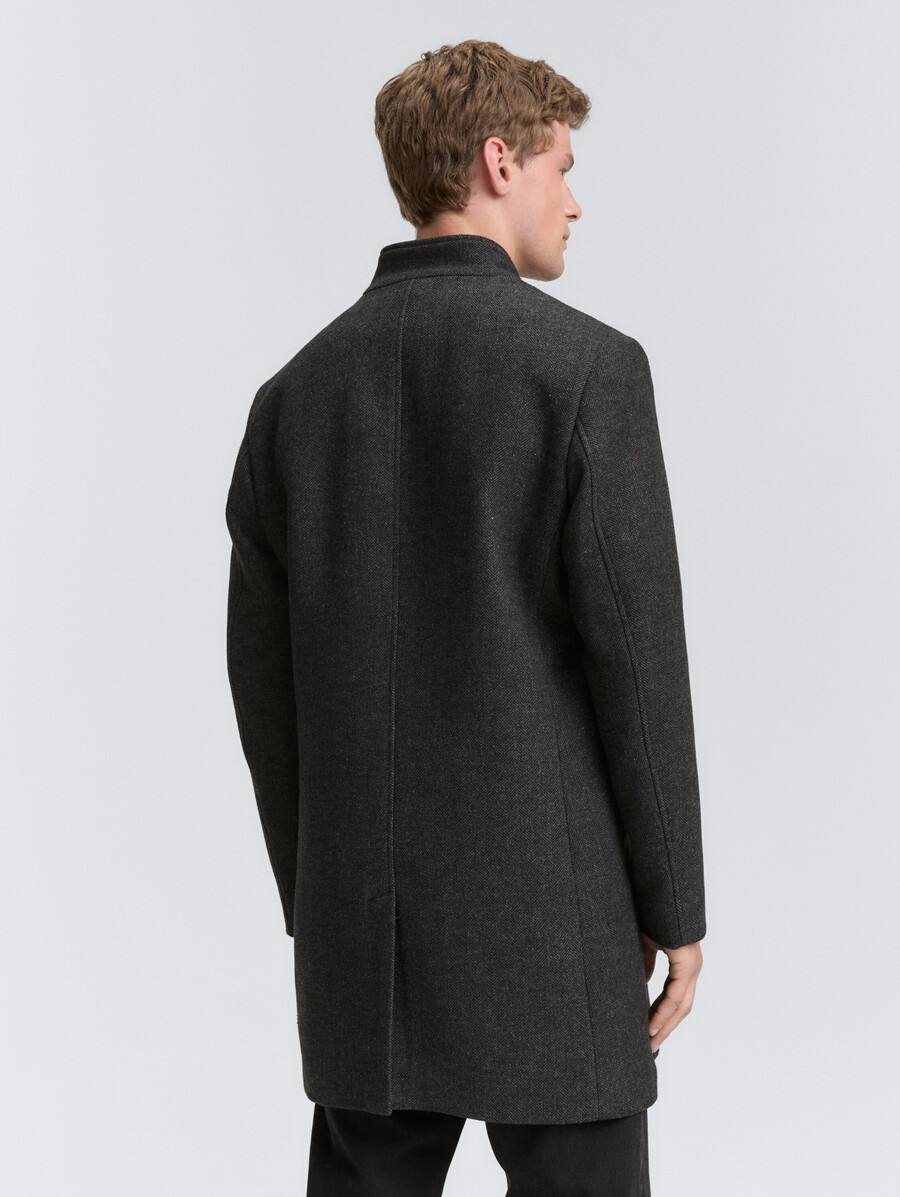 manteau en laine à col montant