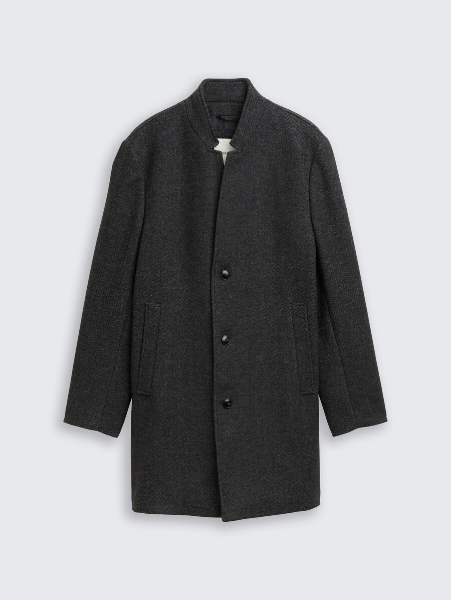 manteau en laine à col montant