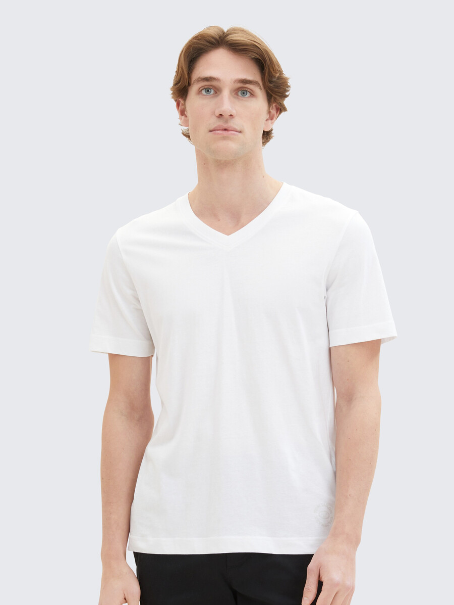 lot de 2 t-shirts basiques à col en v