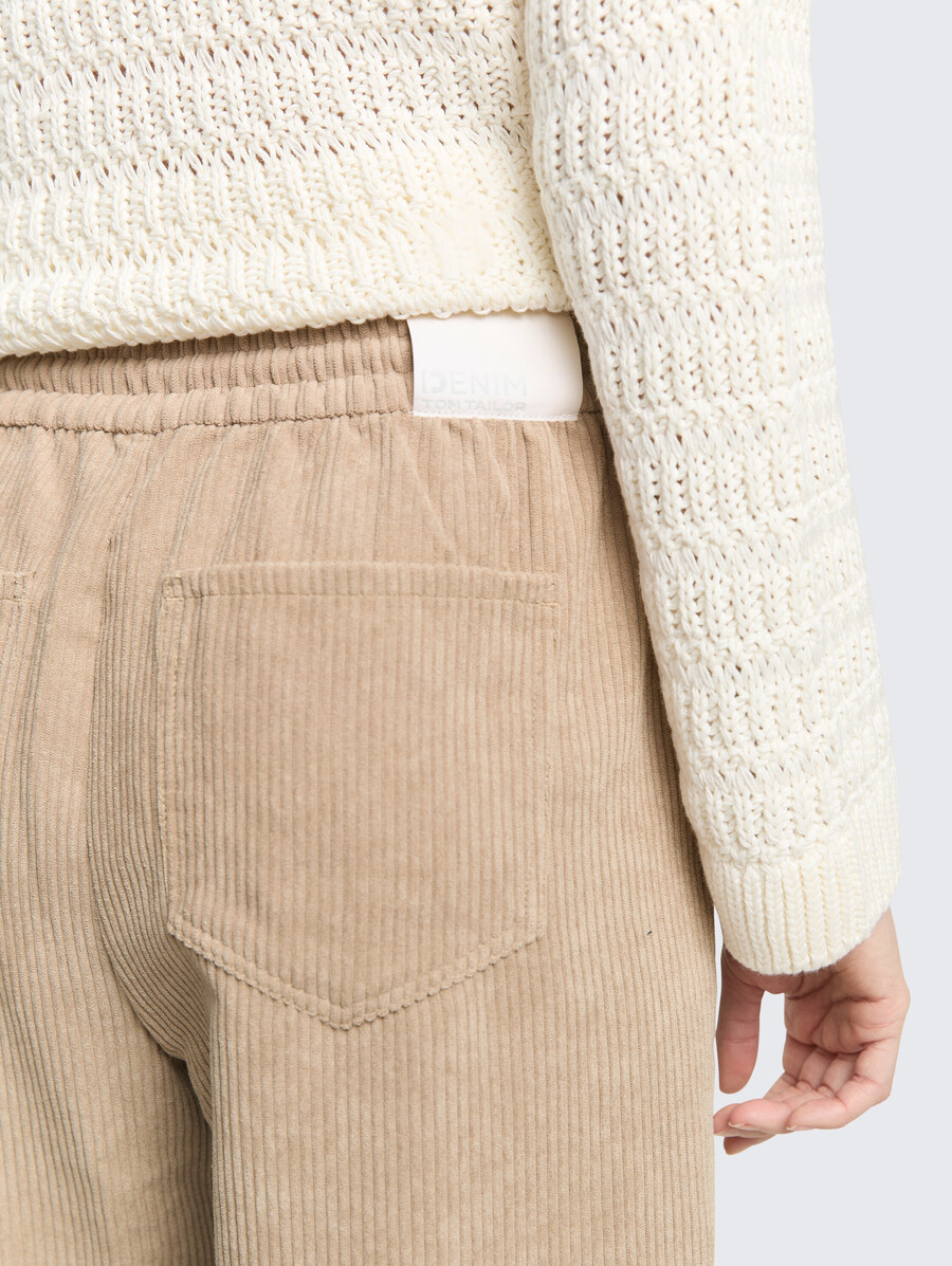 pantalon en velours côtelé avec cordon de serrage