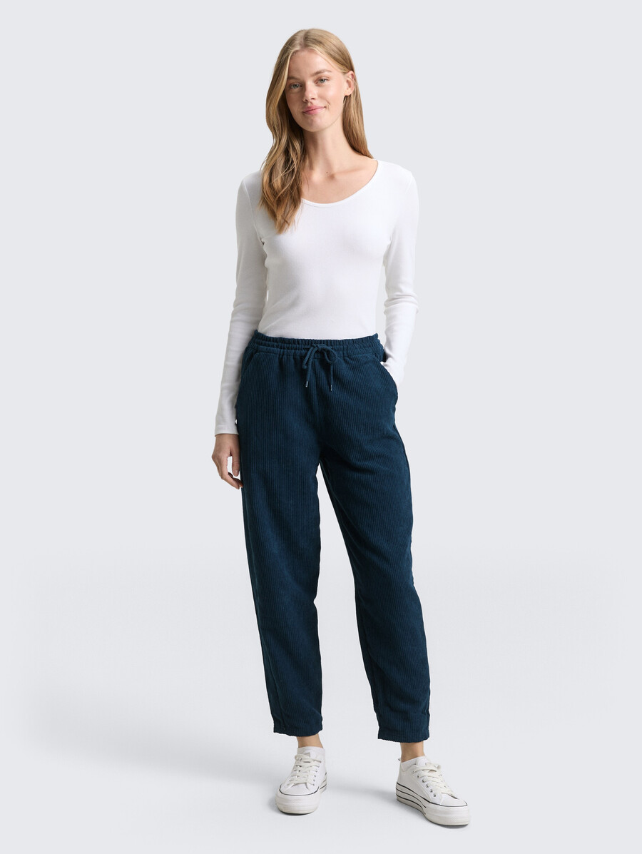 pantalon en velours côtelé avec cordon de serrage