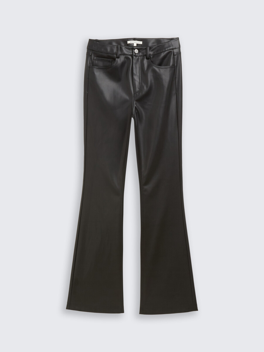 pantalon évasé aspect cuir