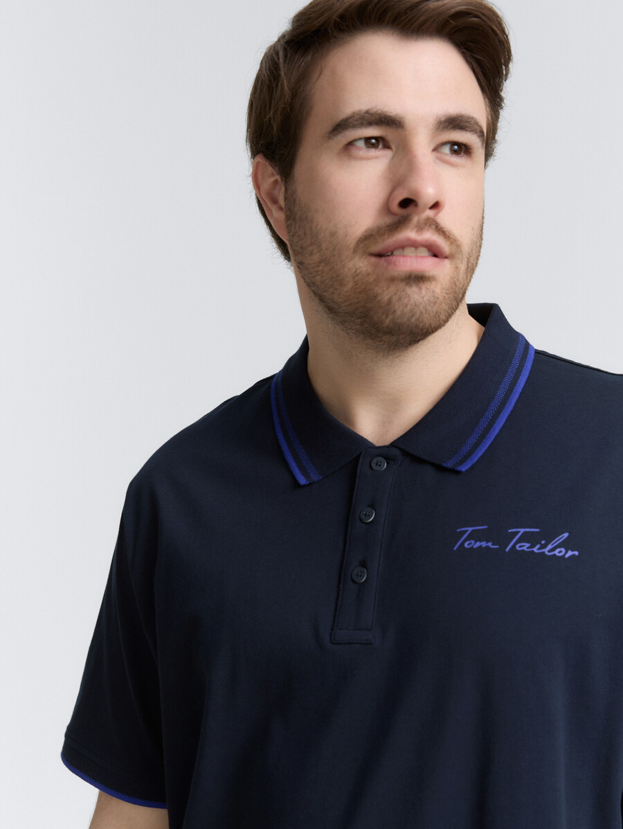 polo en coton grande taille avec logo imprimé