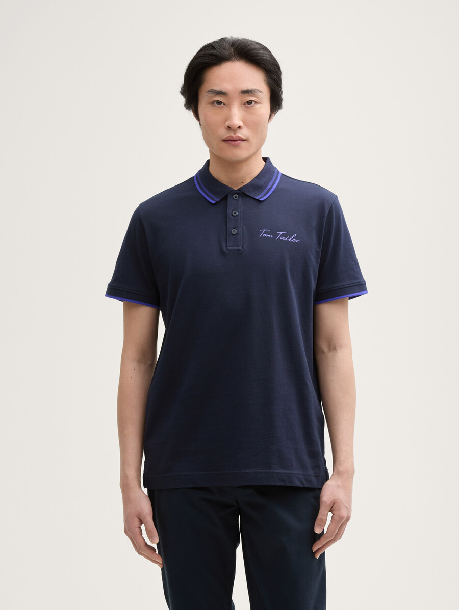 polo en coton imprimé du logo