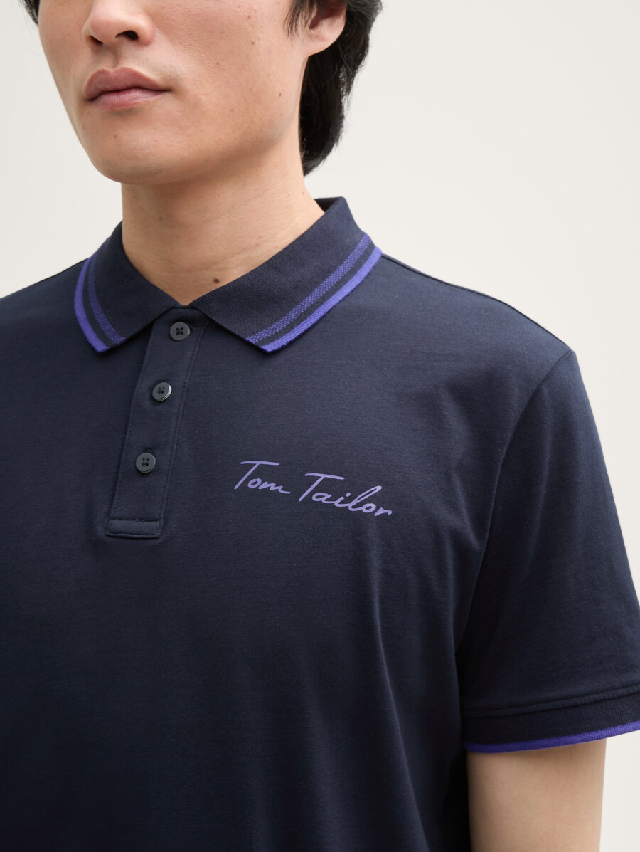 polo en coton imprimé du logo