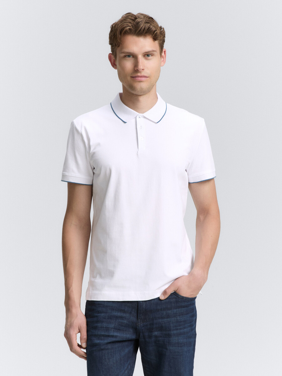 polo en jersey coupe ajustée et extensible
