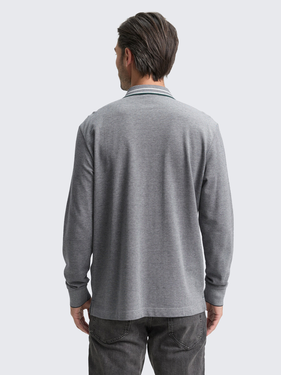 polo piqué à manches longues avec logo imprimé