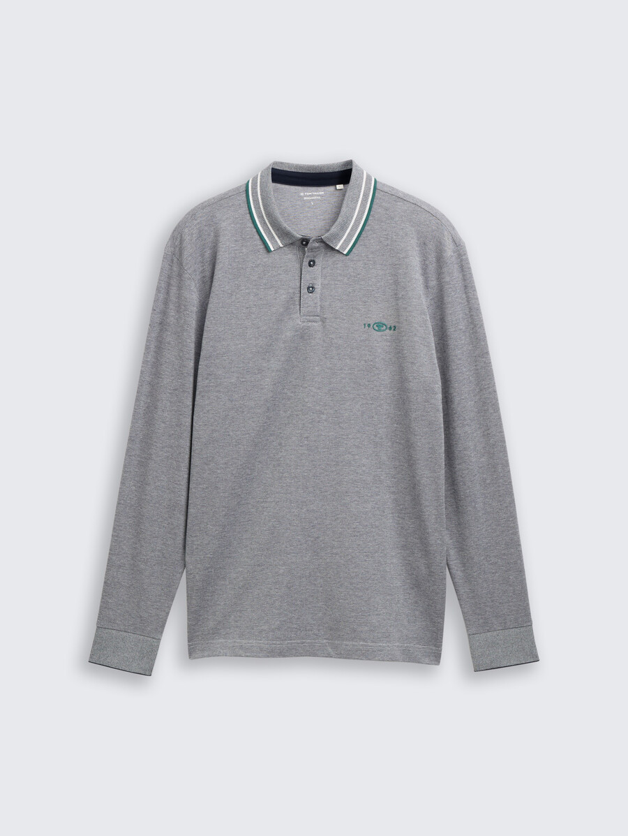 polo piqué à manches longues avec logo imprimé
