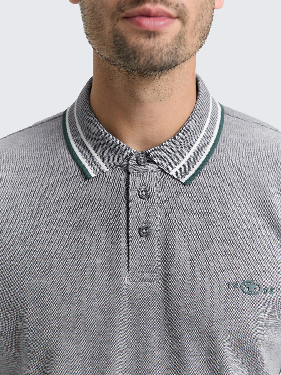 polo piqué à manches longues avec logo imprimé