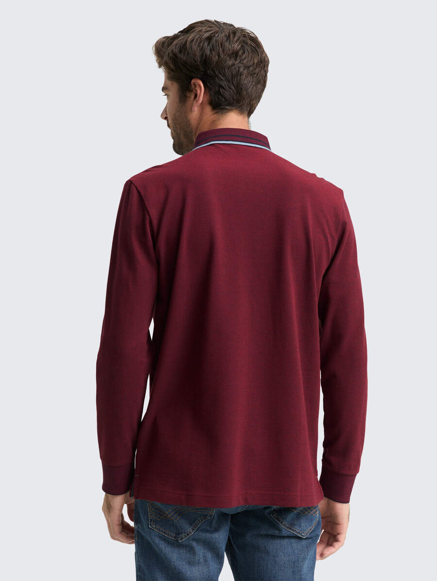 polo piqué à manches longues avec logo imprimé