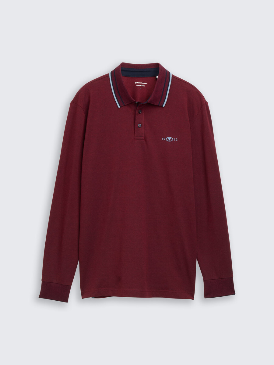 polo piqué à manches longues avec logo imprimé