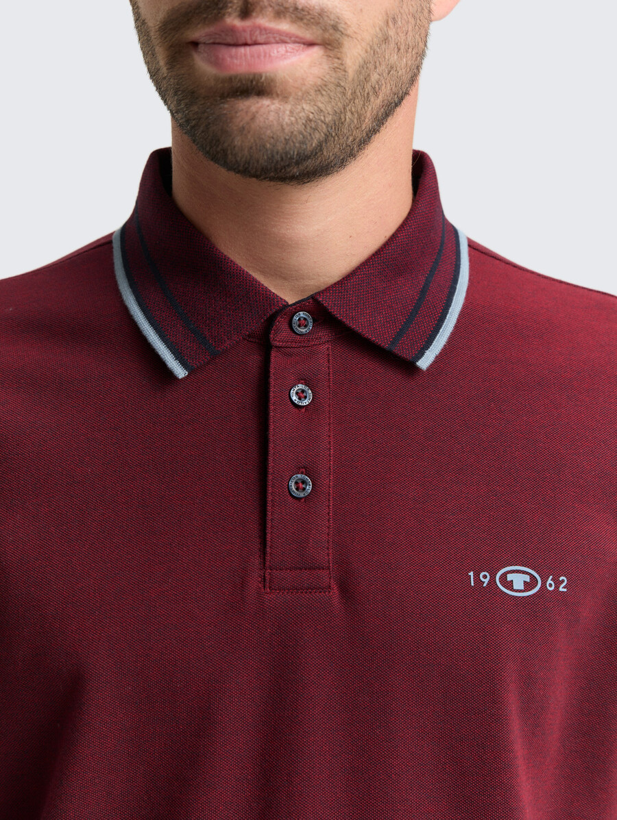 polo piqué à manches longues avec logo imprimé