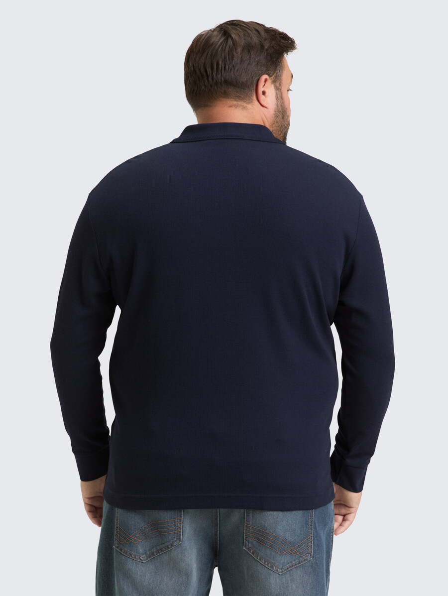 grande taille - polo à manches longues à texture gaufrée