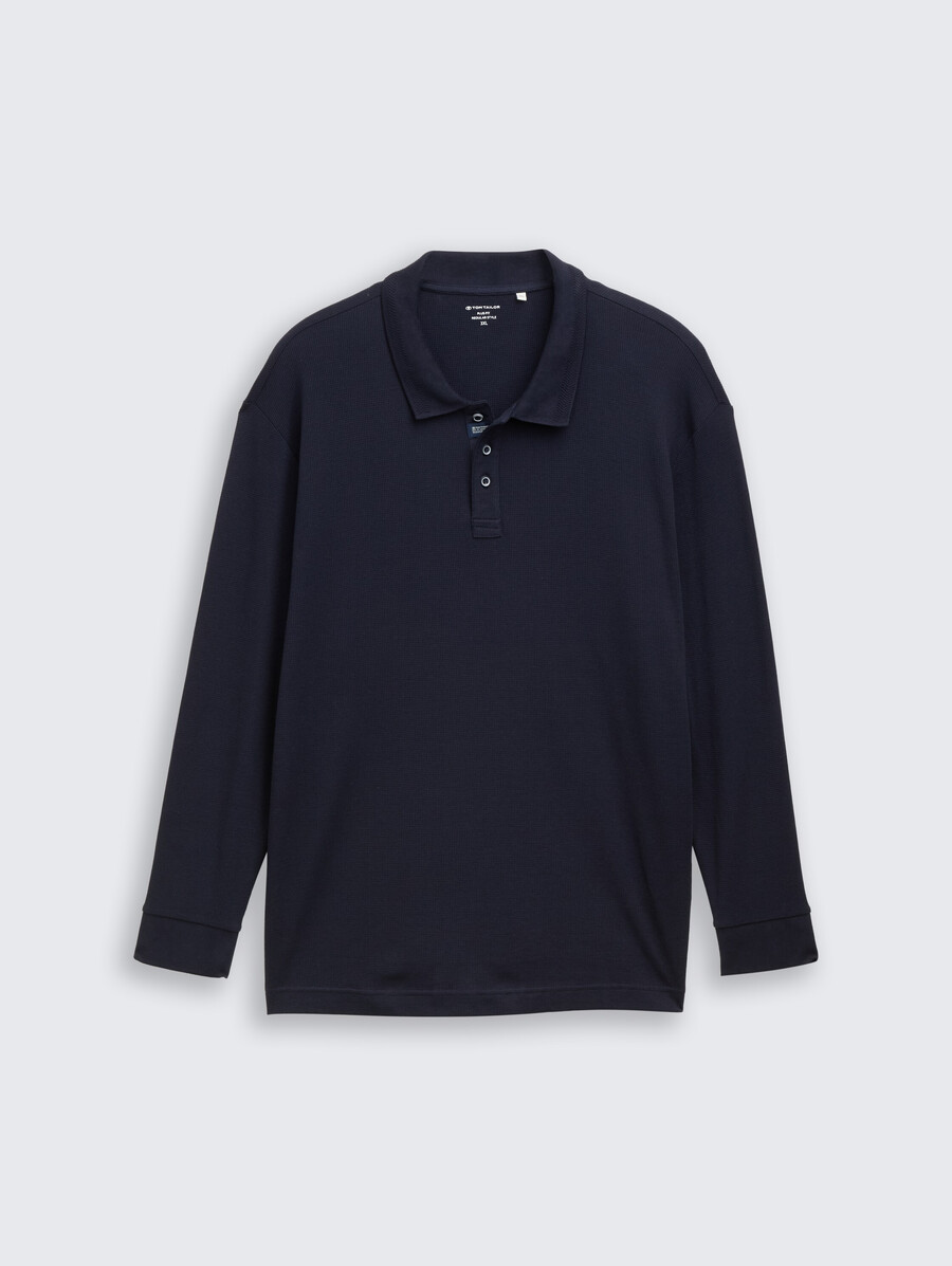 grande taille - polo à manches longues à texture gaufrée