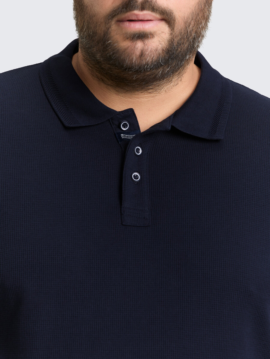 grande taille - polo à manches longues à texture gaufrée