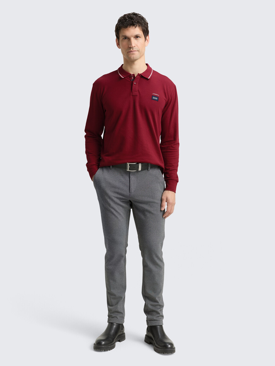 polo piqué à manches longues avec logo imprimé