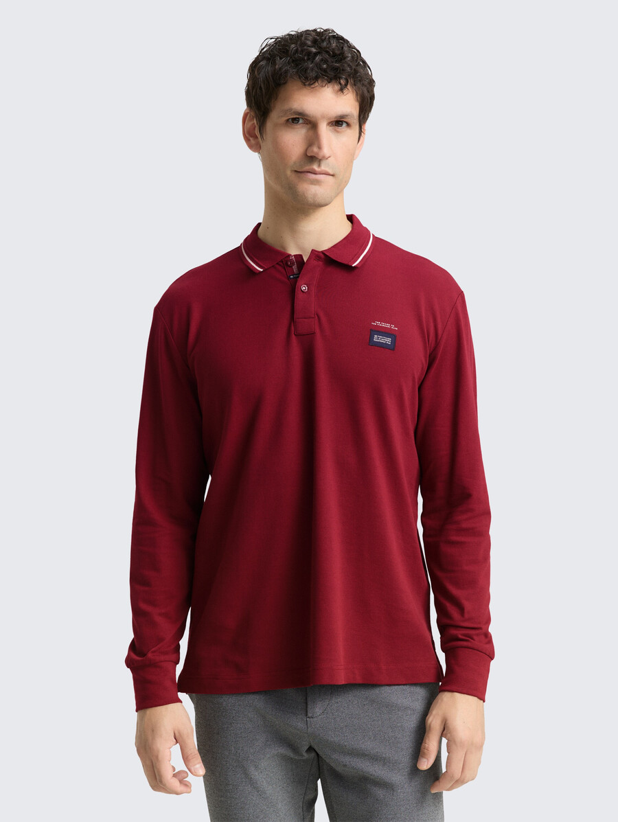 polo piqué à manches longues avec logo imprimé