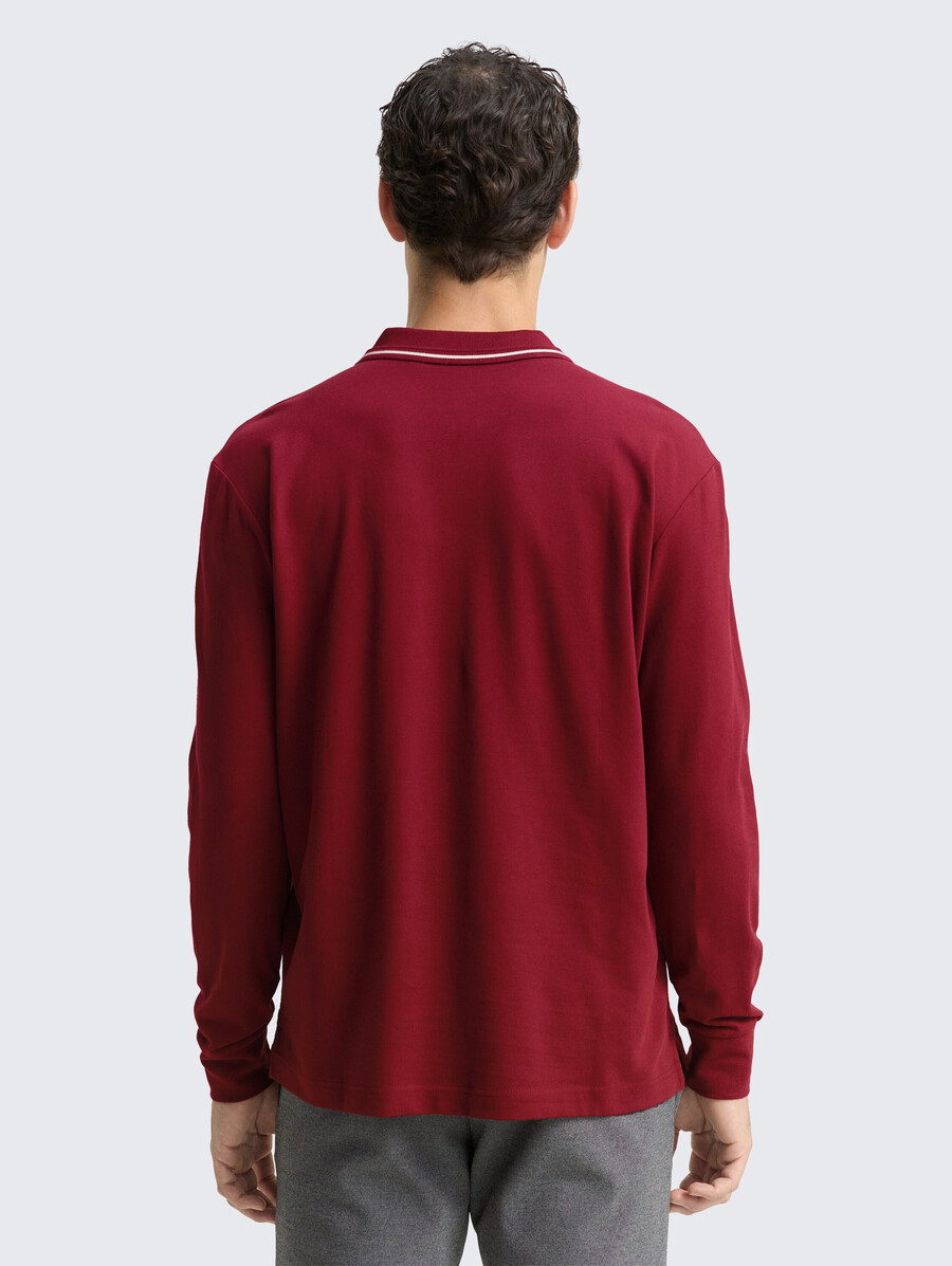 polo piqué à manches longues avec logo imprimé