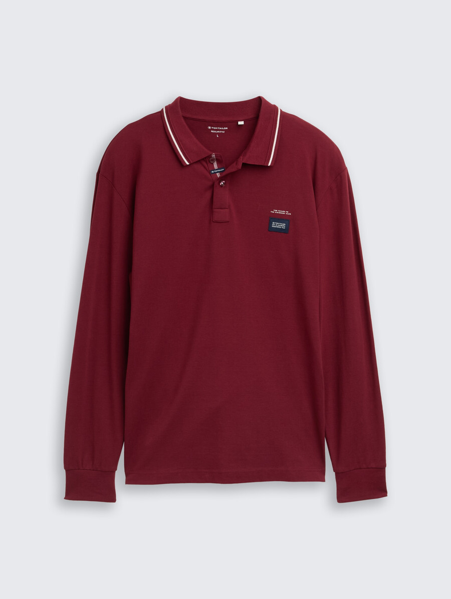 polo piqué à manches longues avec logo imprimé