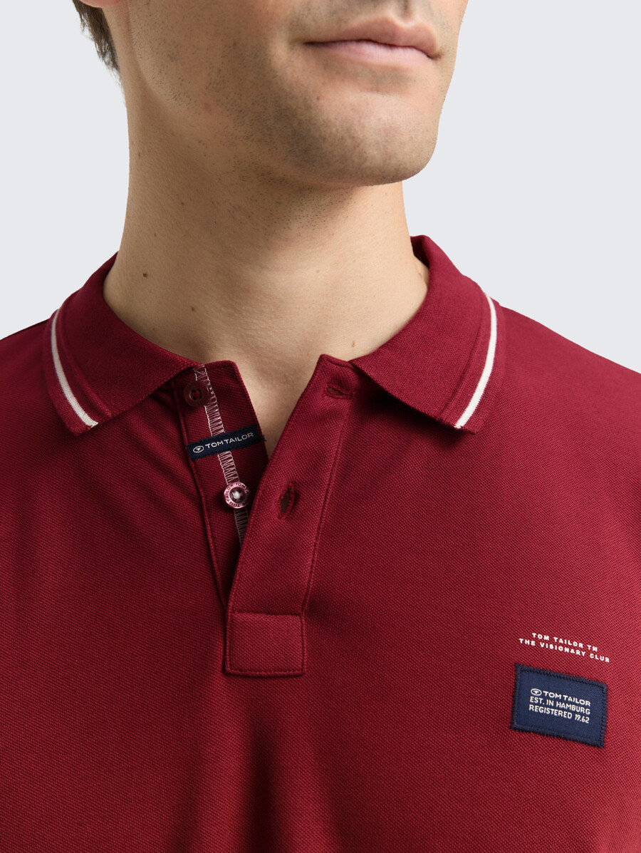 polo piqué à manches longues avec logo imprimé