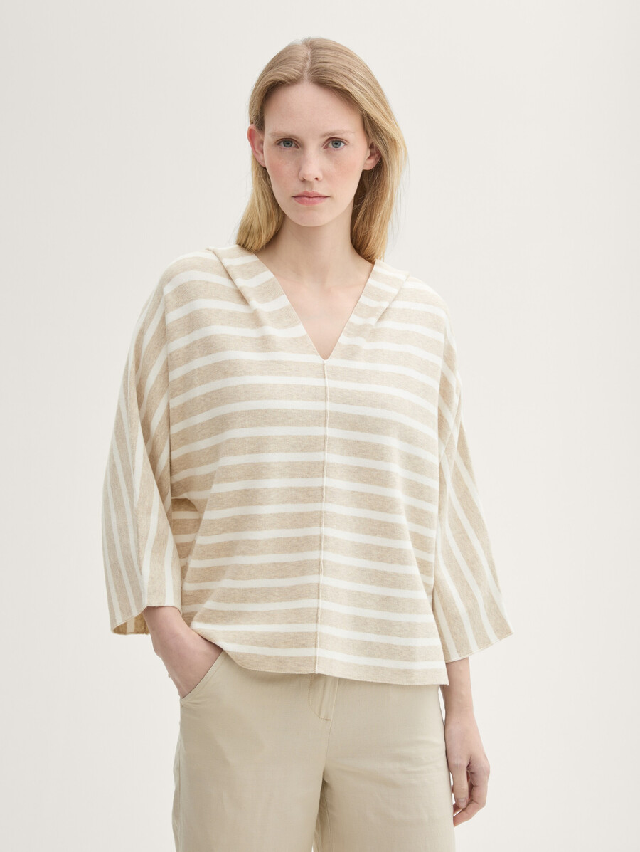 pull ample en maille à capuche